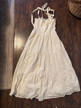 Madewell White Eyelet Tie-Strap Maxi Sundress